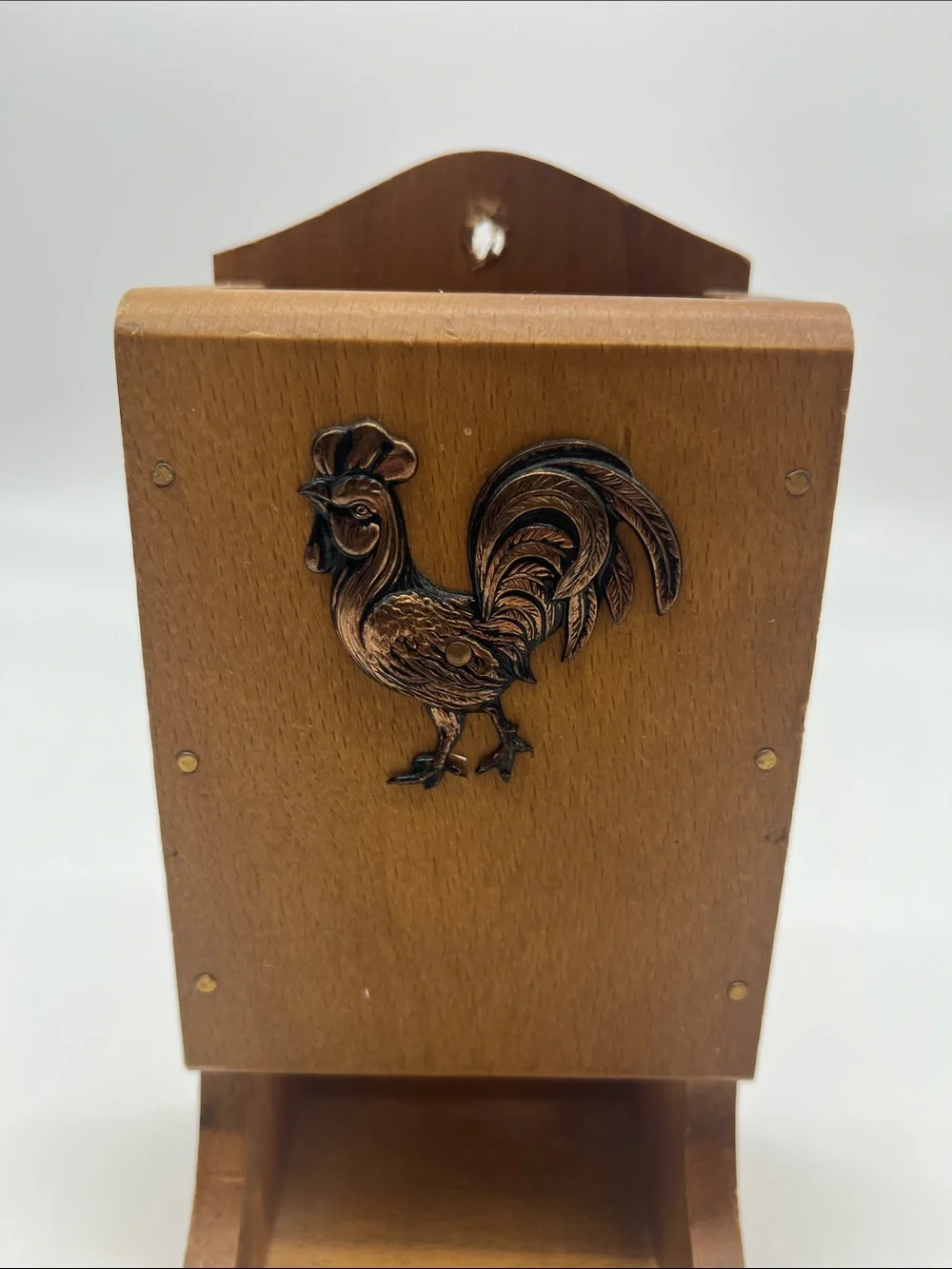 Vintage wooden Rooster matchbox holder